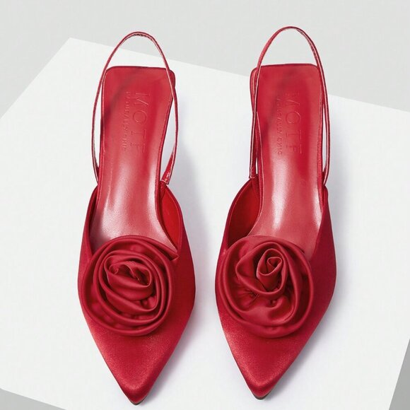 Red Elegant Women's Soft Bottom Slippers - Picture 2 of 6